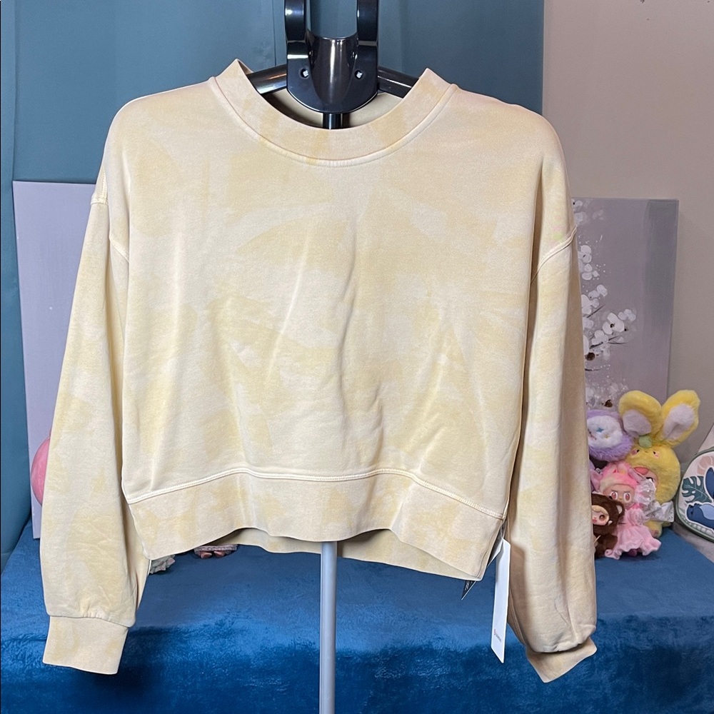 Lululemon perfectly oversized Cropped crew yellow diamond dye size 4 NWT